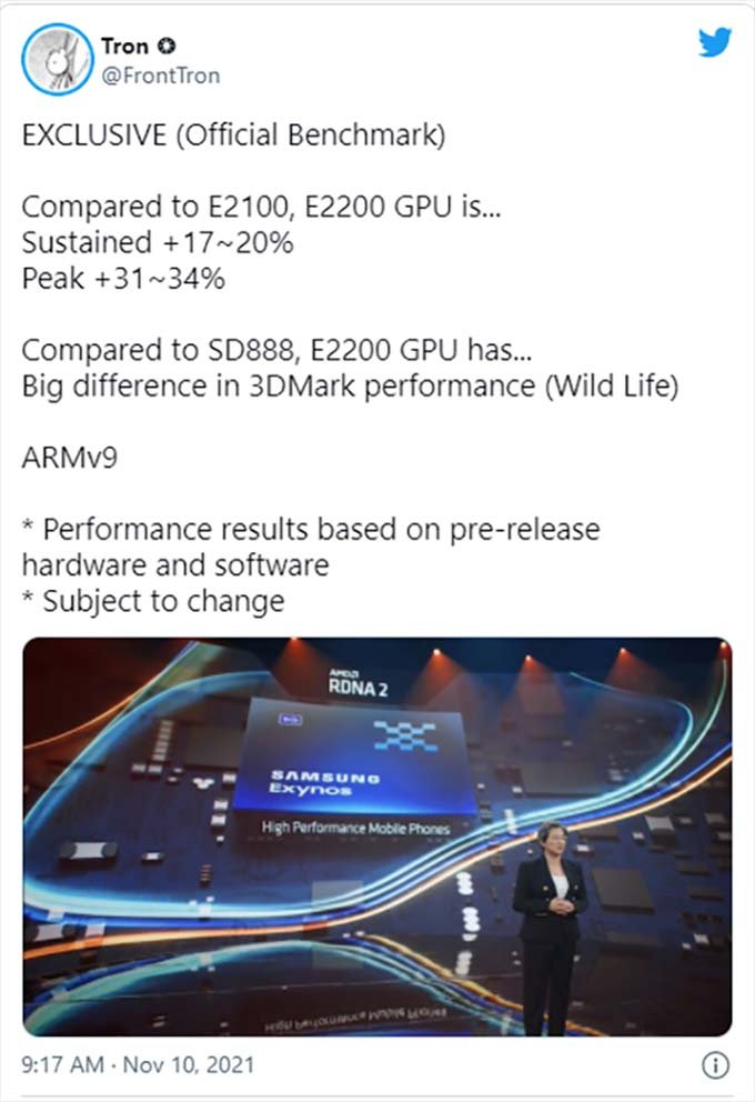 Exynos 2200 với GPU AMD trên Galaxy S22 sẽ cải thiện hiệu suất đồ hoạ đến 34%