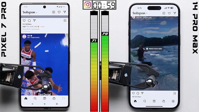So sánh thời lượng pin iPhone 14 Pro Max và Pixel 7 Pro