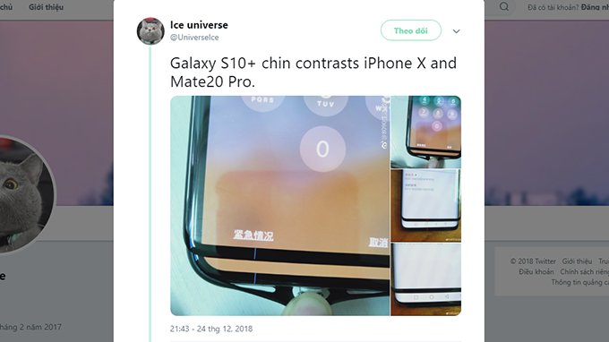 Hình ảnh viền dưới Galaxy S10 Plus lộ diện cho thất độ mỏng giống iPhone X