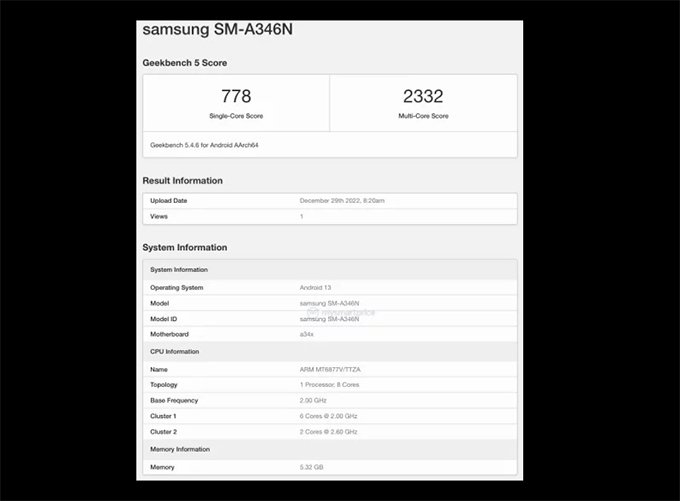Thông số của Galaxy A34 5G phiên bản dành cho thị trường Hàn Quốc