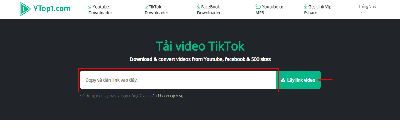 Tải video TikTok không logo bằng Ytop1