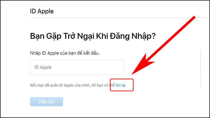 Hướng dẫn cách tìm lại tài khoản Apple ID thông qua trang web Apple ID