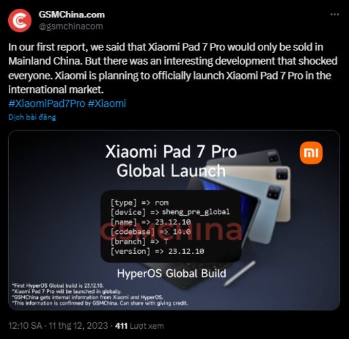 Xiaomi 7 Pro sẽ ra mắt toàn cầu