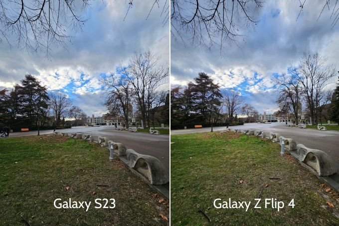 Ảnh chụp góc rộng của Galaxy S23 và Galaxy Z Flip 4