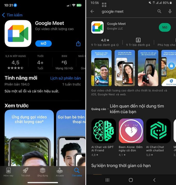 Tải ứng dụng Google Meet trên điện thoại