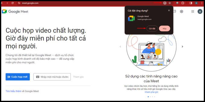 Tải ứng dụng Google Meet trên máy tính