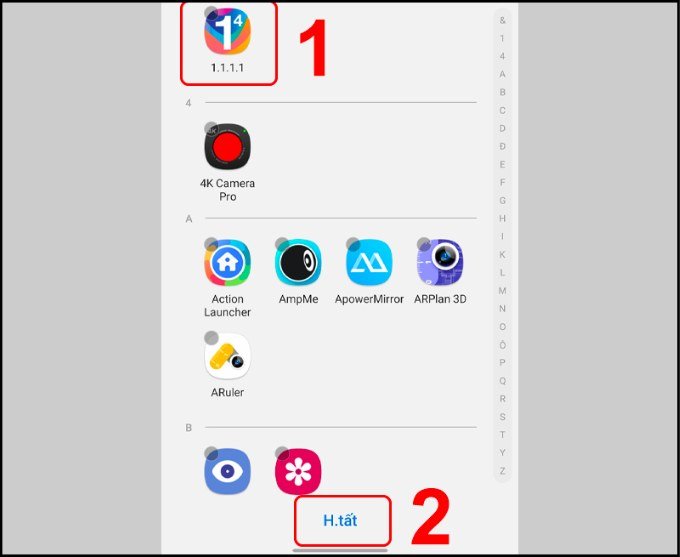 Bước 3 ẩn ứng dụng trên Samsung