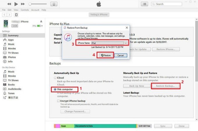 Phục hồi tất cả dữ liệu iPhone từ bản sao lưu iTunes