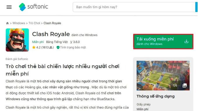 Bước 1 tải Clash Royale trên PC