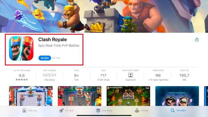 Bước 4 tải Clash Royale trên iOS