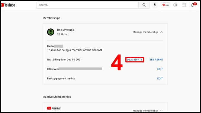 Cách huỷ gói hội viên Youtube