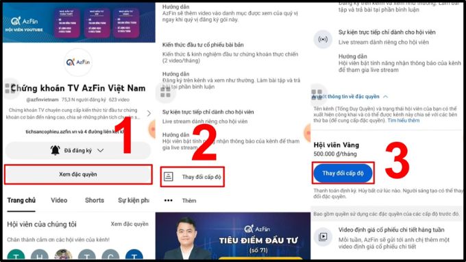 Nâng cấp hoặc đổi gói hội viên Youtube 