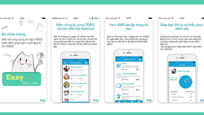 app luyện thi Toiec Enny