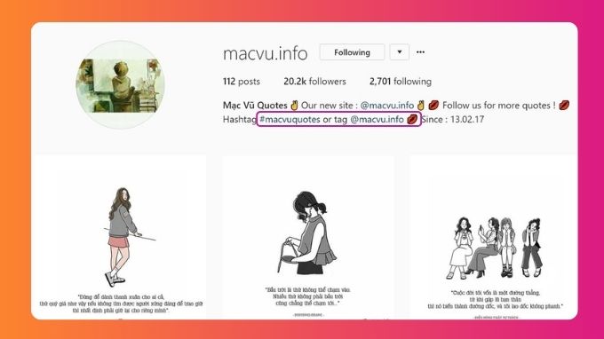 bio trên Instagram cần có hashtag và từ khóa