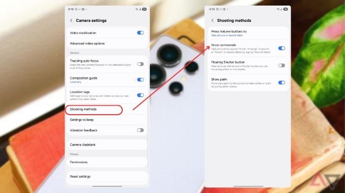 quay chụp bằng giọng nói trên điện thoại Samsung Galaxy