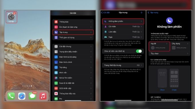 cài số điện thoại ưu tiên trên iPhone từ chế độ tập trung