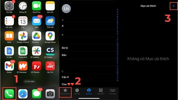 Cách cài số điện thoại ưu tiên trên iPhone thông qua Danh bạ và mục Yêu thích