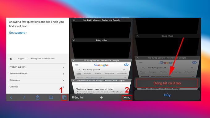 đóng cùng lúc nhiều tab trên Safari của iPhone