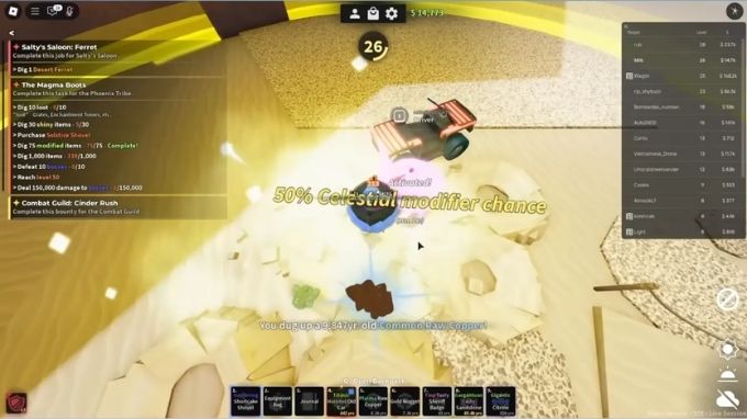 Cách kiếm tiền nhanh trong Dig Roblox bằng đào khu vực đảo khủng long