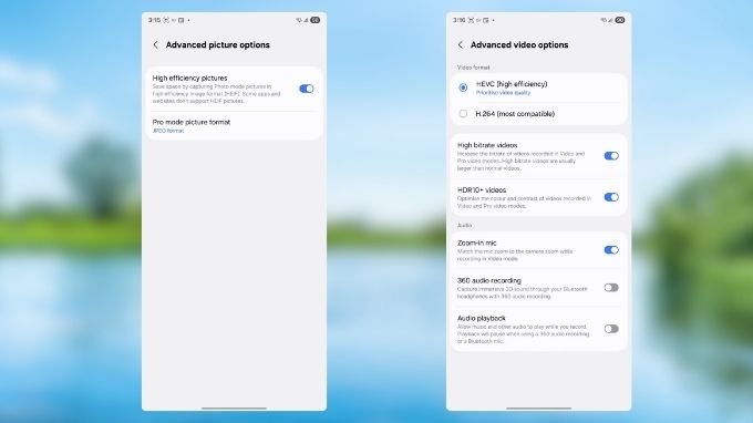 lưu ảnh bằng định dạng HEIF trên điện thoại Samsung Galaxy
