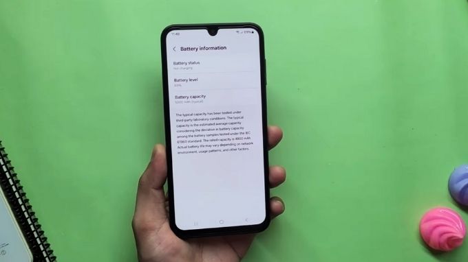 thông tin pin sạc trên Samsung Galaxy A07 128GB