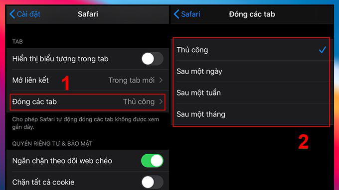 tự động đóng tab trên Safari của iPhone