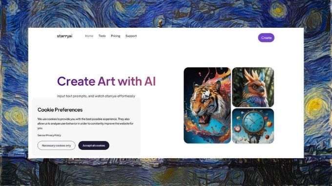 công cụ tạo ảnh bằng AI online starry AI