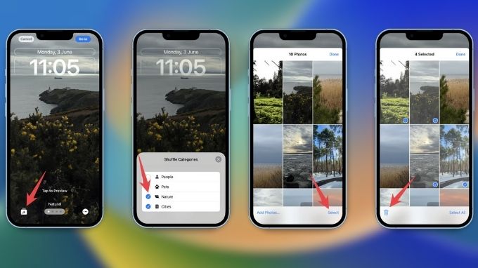 xóa hình nền iPhone trực tiếp từ photo shuffle