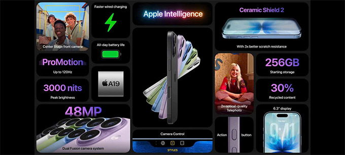 Hiệu năng mạnh mẽ từ chip A19 Bionic