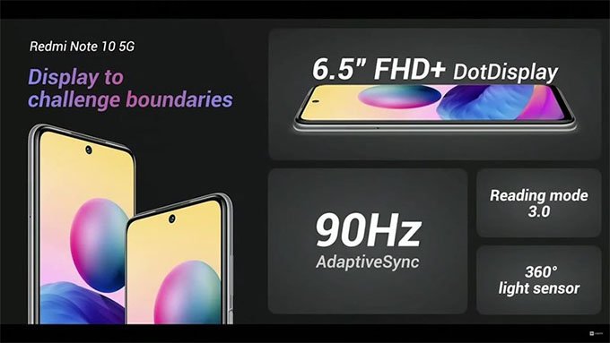 Màn hình Redmi Note 10 5G có kích thước 6.5 inch