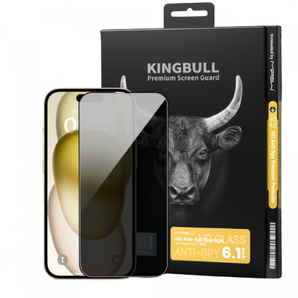 Kính cường lực chống nhìn trộm Mipow Kingbull Anti-Spy HD Premium iPhone 15 Pro